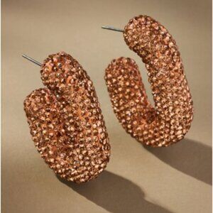 COPY - NWT-Anthropologie Rose Gold Oblong Pave' Hoop Earrings